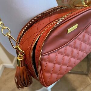 Joy & Iman Quilted Crossbody Bag - Burnt Orange